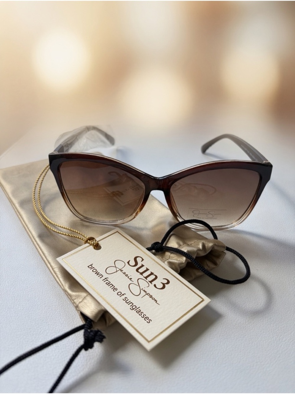 Sun3,Jessica Simpson Ombre Brown Cat-Eye One Pair Of Sunglasses” - Picture 4 of 4